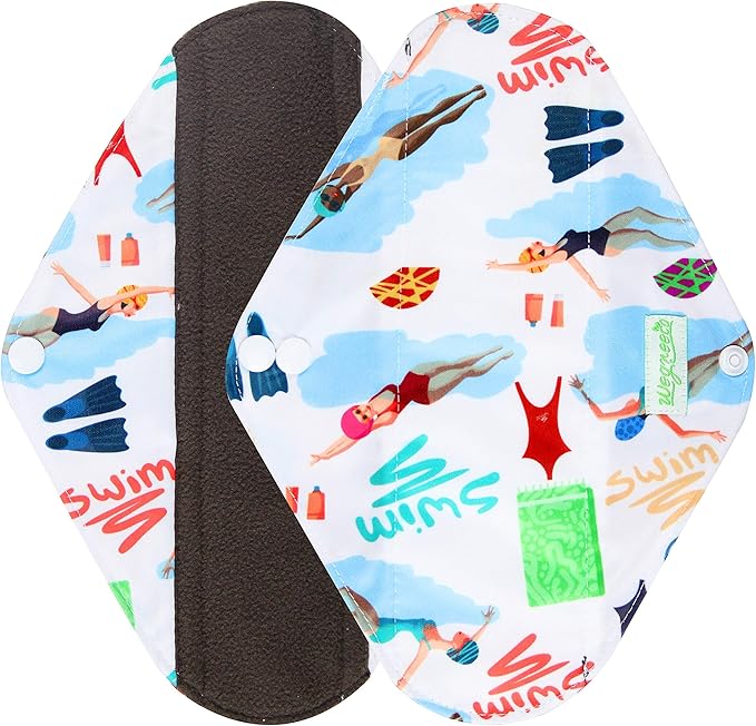 Wegreeco Reusable Menstrual Pads for Women - Soft Cloth Sanitary Pads | Panty Liners - 5 Pack, 1 Cloth Wet Bag (Medium, Dynamic)