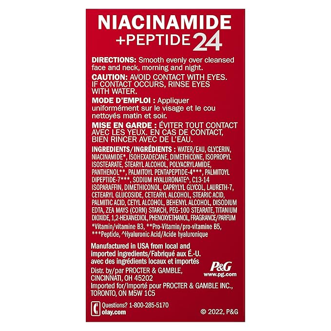 Olay Regenerist Niacinamide + Peptide 24 Hydrating Face Moisturizer with Vitamin B3 for Stronger Skin Barrier 0.5 oz, Travel Size