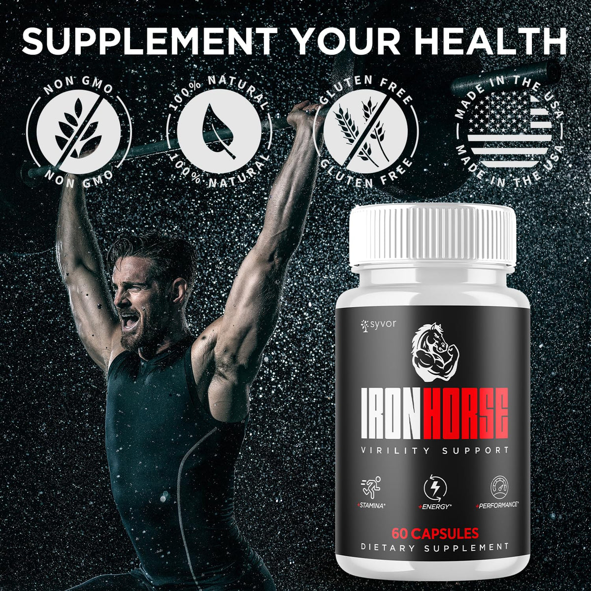 Iron Horse Supplement Pills, Official Iron Horse Pills for Men with All Natural Ingredients, Advanced IronHorse Capsules Designed to Support Health and Wellness with Premium Vitamins (60 Capsules)