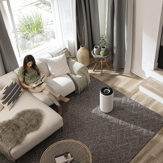 LEVOIT Air Purifiers for Home Large Room Up to 1733 Ft² in 1 Hr With Air Quality Monitor, HEPA Sleep Mode, Auto Mode, Smart WiFi, 3-in-1 Filter Captures Pet Allergies, Smoke, Dust, Core 400S-P, White