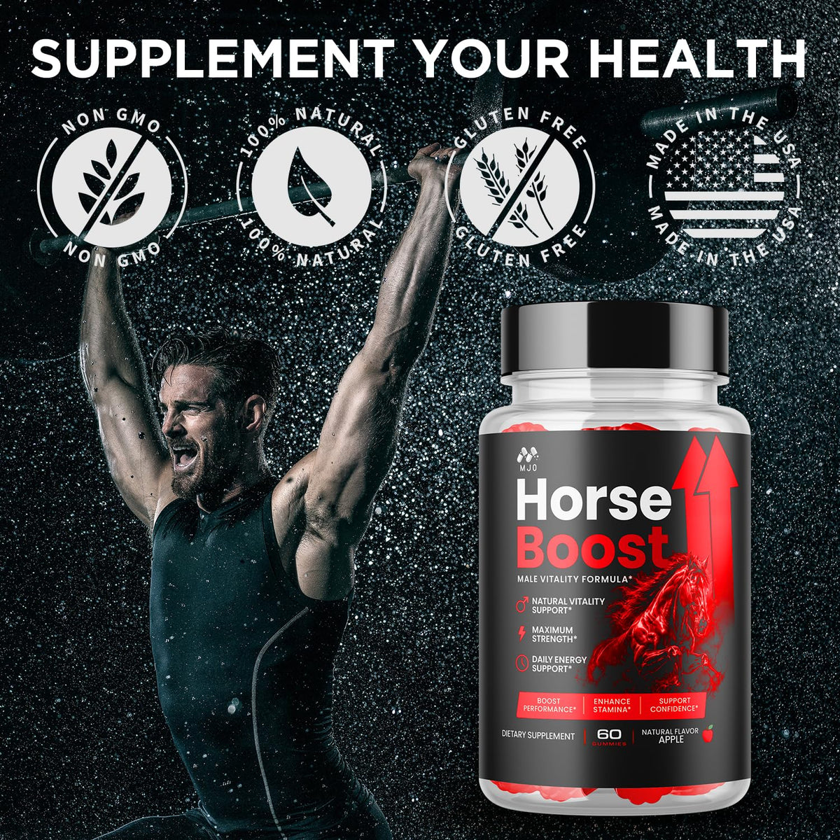 (5 Pack) Horse Boost Gummies for Men, Official Horse Boost Male Performance Support Supplement with All Natural Ingredients, Maximum Strength HorseBoost Advanced Mens Multivitamin Gummy (300 Gummies)