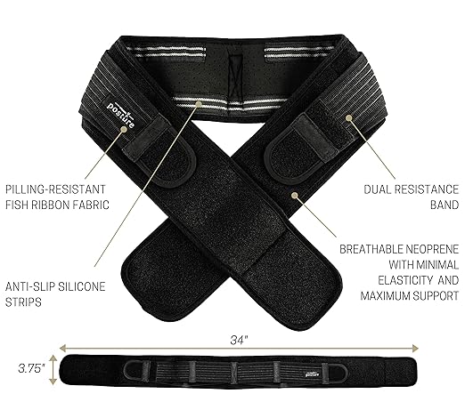 Sacroiliac Hip Belt for Women and Men That Alleviates Sciatic, Pelvic, Lower Back, Leg and Sacral Nerve Pain Caused by Si Joint Dysfunction| Trochanter Brace (Petite, Black)