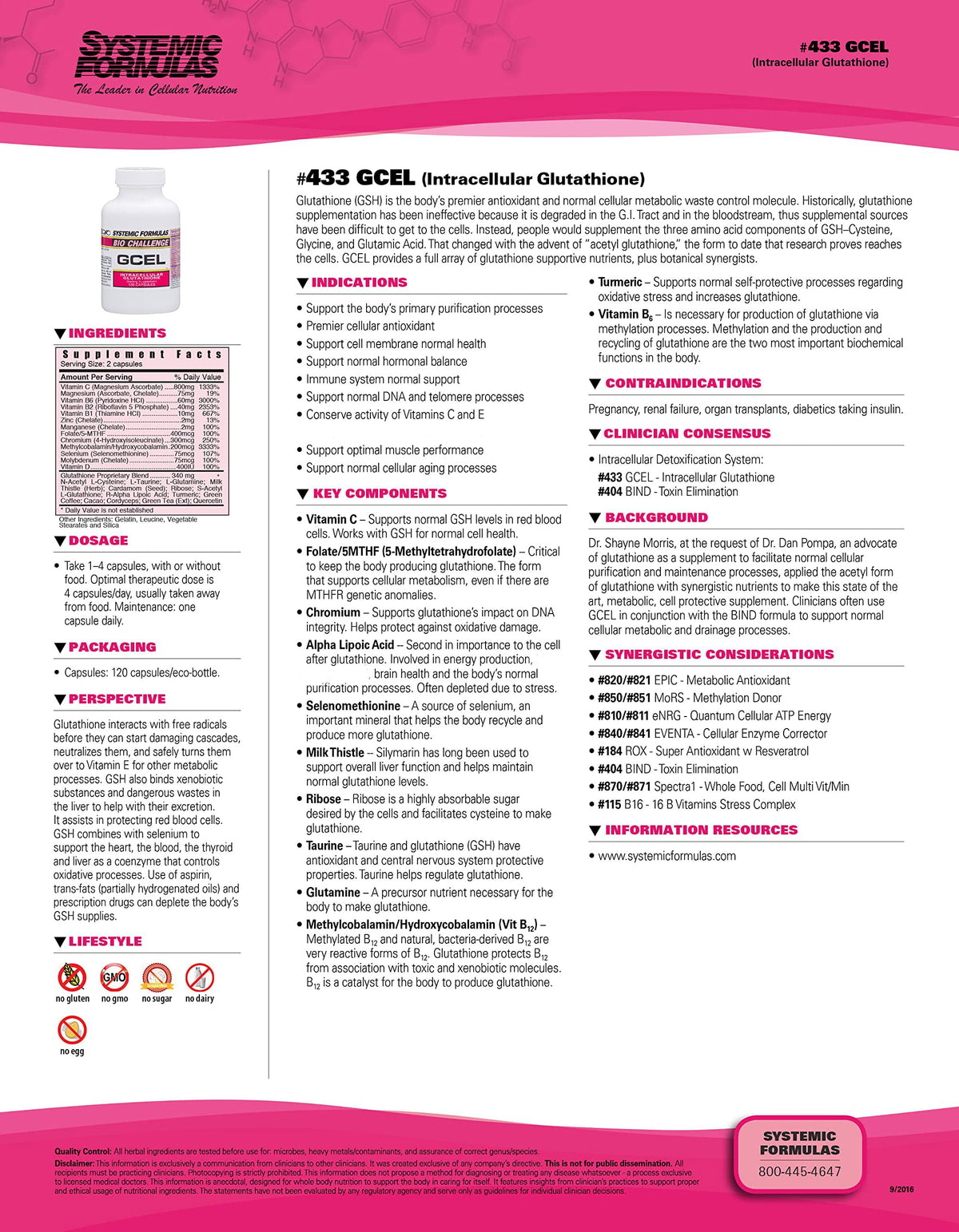 Systemic Formulas #433 GCEL Intracellular Glutathione Support
