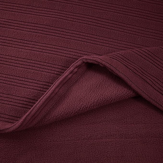 Serta Travis Fleece Ultra Soft Tri-Rib Textured Electric Blanket, Cozy and Snuggly Cover Fast Heating for Cold Weather, Auto Shut Off, Multi Heat Setting Controller, Twin, Berry Red