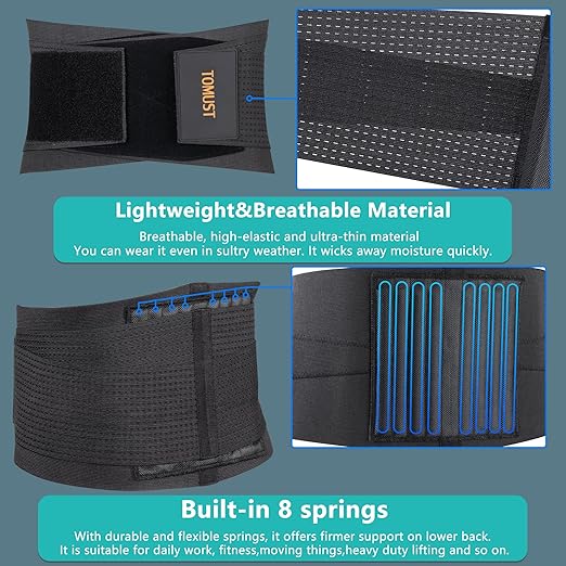 Back Brace - Breathable Waist Belt Lumbar Support for Lower Back Pain Relief, Recovery, Sciatica, Scoliosis, Herniated Disc, Lifting, With Dual Adjustable Straps for Men/Women, S
