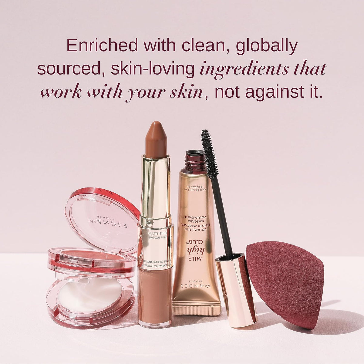 Wander Beauty Hydrating Powder Blush - Lightweight, Peach Blush Makeup with a Blurring, Satin Finish - Buildable Formula with Hyaluronic Acid, Squalane & Aloe Leaf Extract - Peach of Mind - 0.18 oz