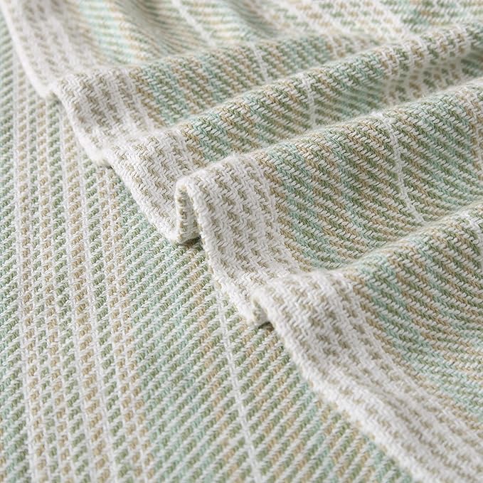 Tommy Bahama- Queen Blanket, Soft Cotton Bedding, Coastal Inspired Bedding Essentials (Sandy Shore Stripe Green, Queen)