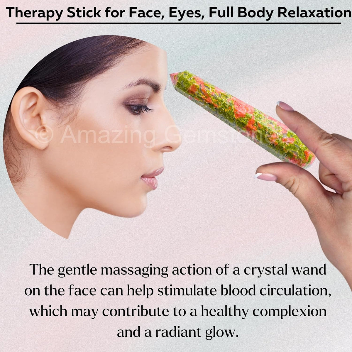 Amazing Gemstone Unakite Crystal Wand Massage Stick - Pelvic Wand Gua Sha for Adults - Crystals and Healing Stones Massage Wands for Adults Gifts (Pointed)