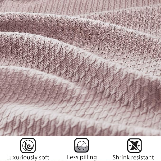 Madison Park Soft Certified 100% Egyptian Cotton Breathable Cozy Blanket, Premium Waffle Knit Classic Design, Luxury All Season Lightweight Cover for Bed, Couch and Sofa, Rose King(108"x90")