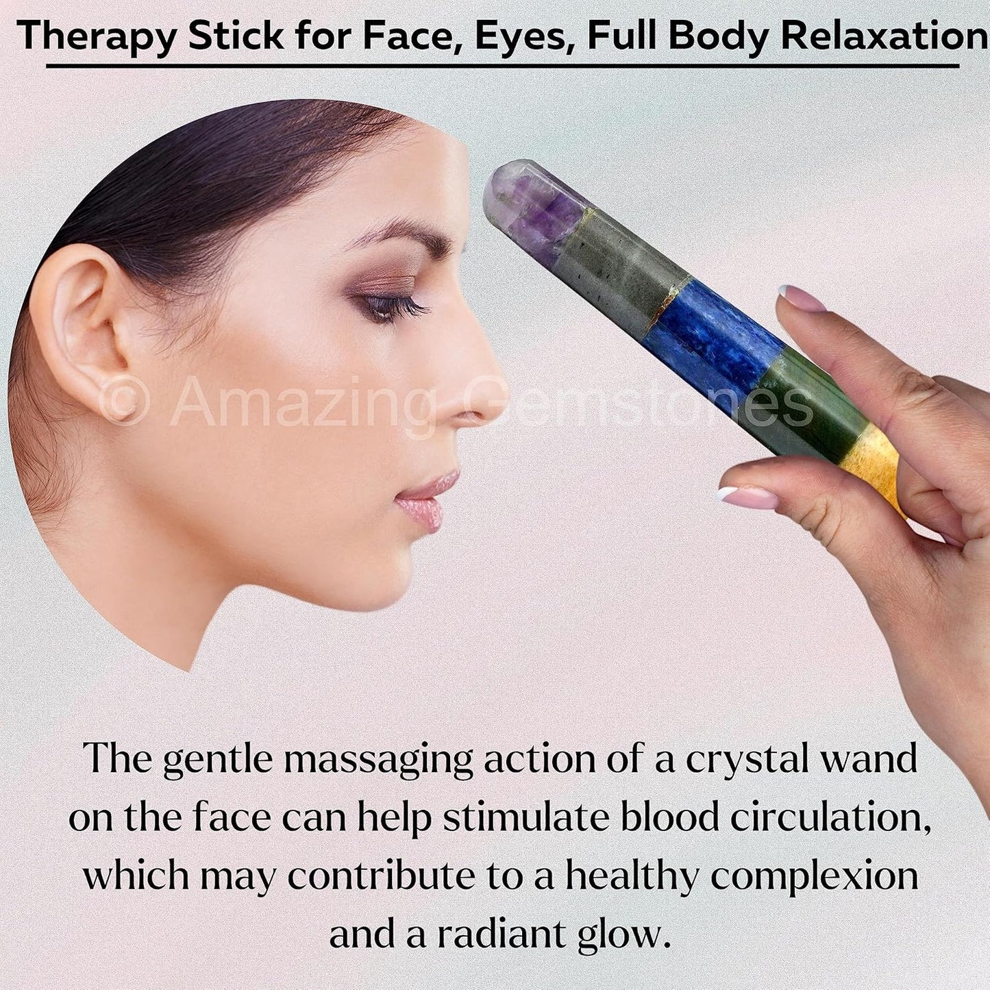 Amazing Gemstone Large Chakra Crystal Wand Massage Stick - Pelvic Wand Gua Sha for Adults - Crystals and Healing Stones Massage Wands for Adults Gifts (Smooth)