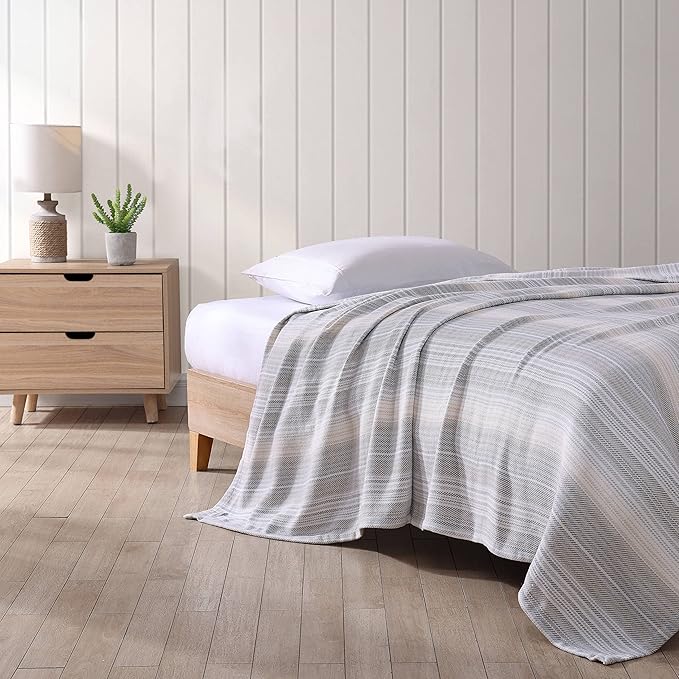 Tommy Bahama - King Blanket, Soft Cotton Bedding, Coastal Inspired Bedding Essentials (Sandy Shore Beige, King)