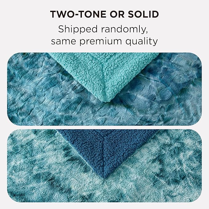 Bedsure Sherpa Blanket Twin Size - Soft, Fuzzy & Fluffy Faux Fur - Warm, Cozy Blanket for Couch, Sofa and Bed, Tie Dye Design, Teal, 60x80 Inches