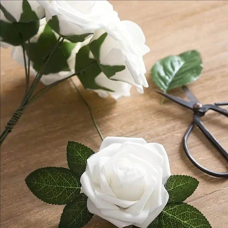 High-Grade White PE Rose Heads