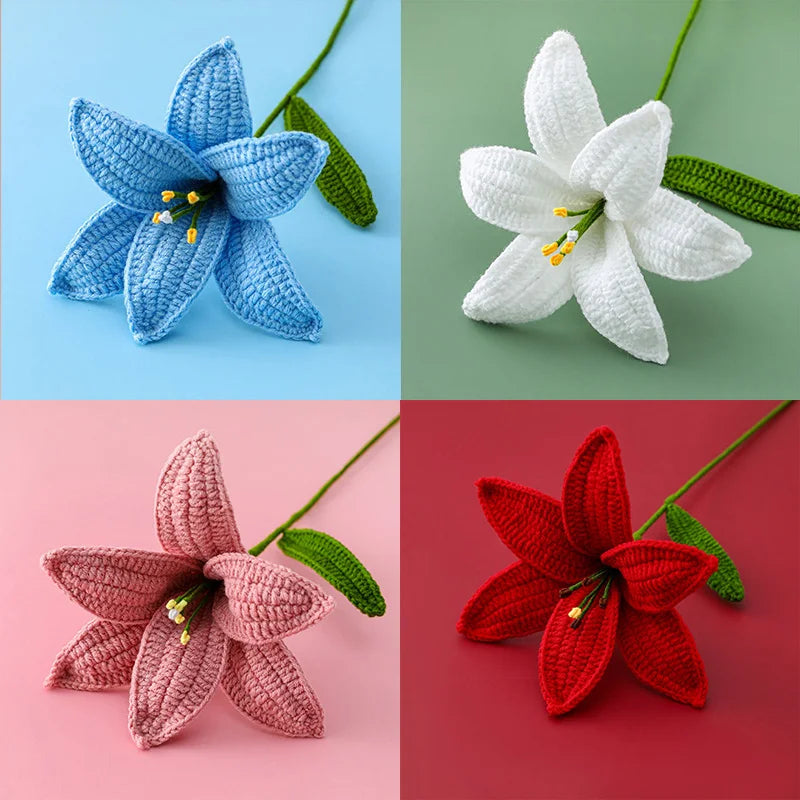 Hand-Knitted Crochet Lily Bouquet Gift