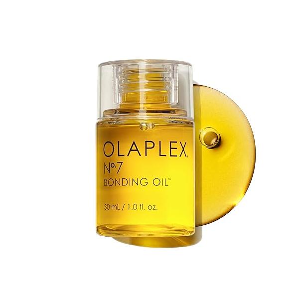 Olaplex No. 7 Bonding Oil, Concentrated High Shine Heat Protectant, Visibly Smooths & Softens Hair, Added Color Vibrancy, Up to 72 Hour Frizz Control, For All Hair Types, 1 fl oz