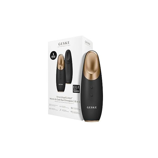 SmartAppGuided™ Warm & Cool Eye Energizer | 6 in 1 Heated Massager Combat Dark Circles Under-Eye Bags Refresh Droopy Eyelids Anti-Stress Relaxation Sonic Massaging