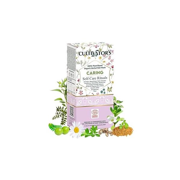 CULTIVATOR'S Organic Hair Mask for Dry & Frizzy Hair, Deep Conditioning Split Ends Repair Shine, with Amla, Shikakai, Brahmi Bhringraj Powder Men Women, 3.5 Ounce, 1 Pack