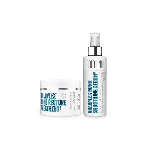 BOLD UNIQ Hair Mask and Leave-In Serum Duo - For Frizzy, Dry, Damaged, Colored, Broken, Curly, Straight or Bleached Types. Paraben & Sulfate-Free. Cruelty-free, 100% Vegan