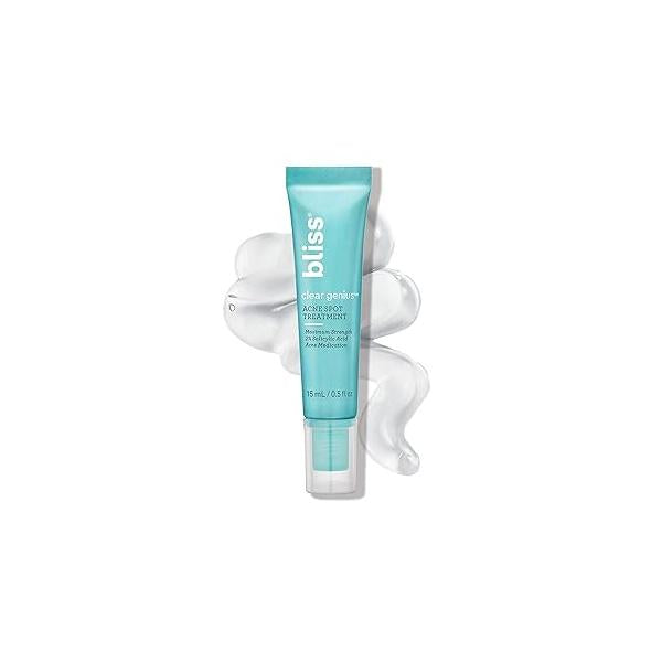Bliss Clear Genius Acne Spot Treatment - Maximum Strength 2% Salicylic Acid Shrinks Blemishes Clean, Vegan, Cruelty-Free, 0.5 Fl Oz